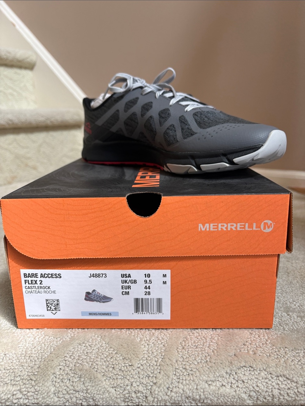 Merrell Bare Access Flex 2 Men's Running Shoe - Charcoal Gray with White